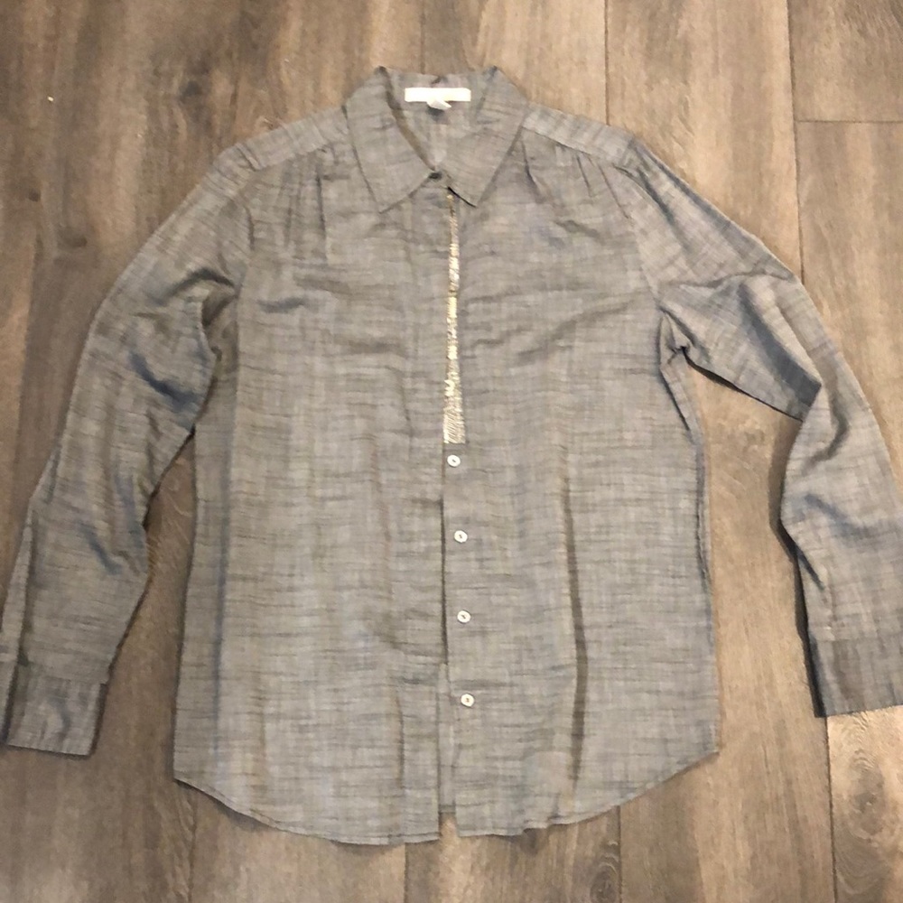 Banana Republic Heritage Grey Sequin Button Down, size M
